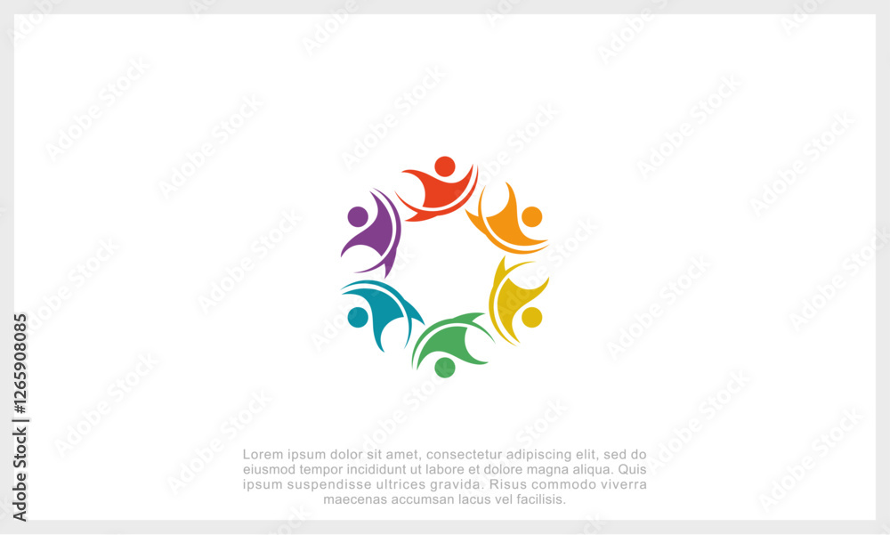 Fototapeta premium Community logo icon vector isolated. Abstract people colorful logo icon design minimal style illustration.