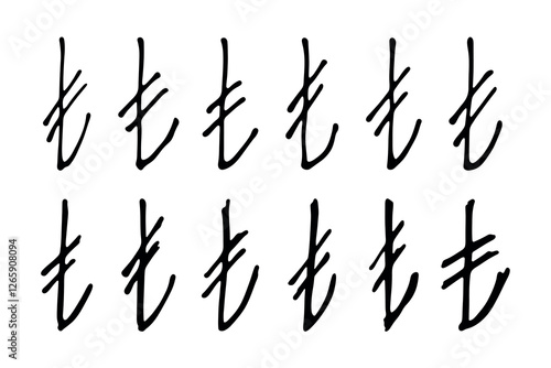 Hand drawn turkish lira currency symbol set Brush stroke doodle Single element for design