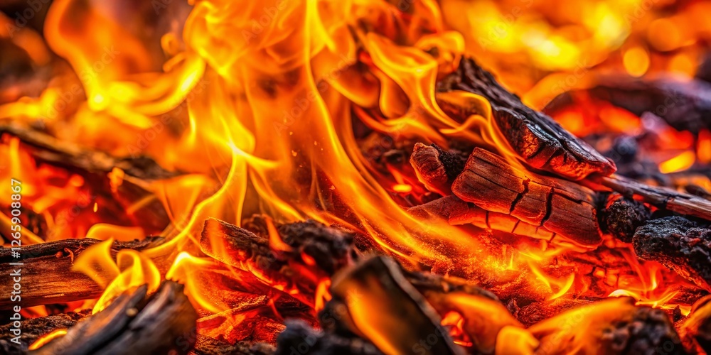 Macro Fire Background: Intense Orange and Yellow Flames Close-Up Macro Fire Background: Intense Orange and Yellow Flames Close-Up