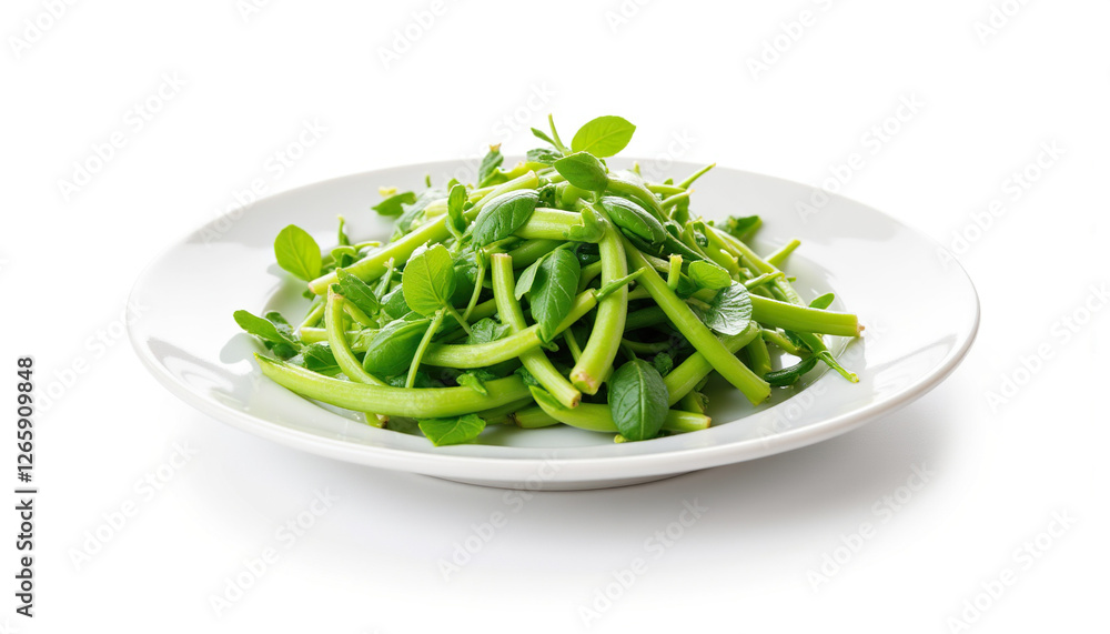Fresh green salad with bean sprouts on white plate Fresh green salad with bean sprouts on white plate