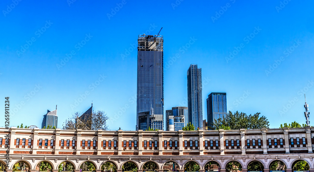 Εκτύπωση καμβά Colorful Mianyuan Plaza Square Stadium Buildings Tianjin China