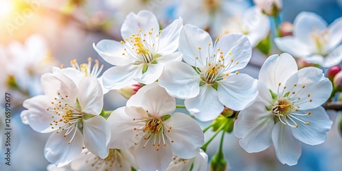 Macro Photography of Delicate White Cherry Blossoms - Spring Floral Detail
