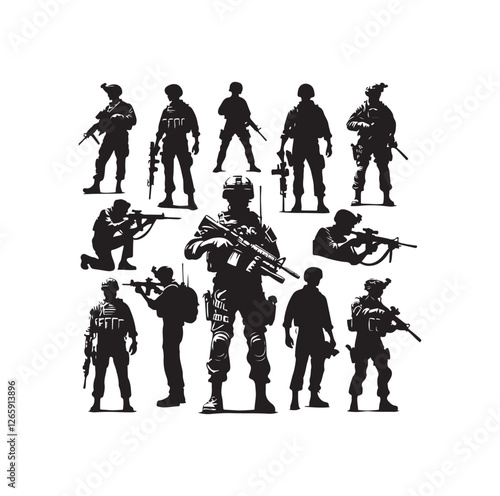 Soldier silhouettes vector illustration