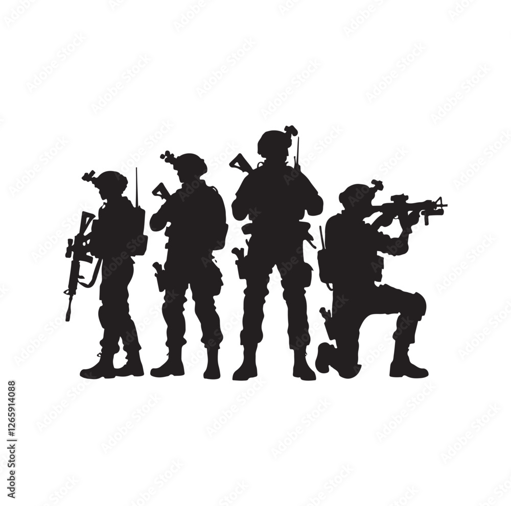 Obraz premium Soldier silhouettes vector illustration