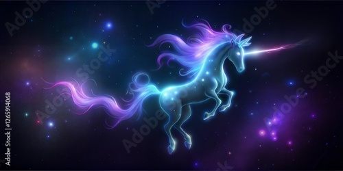 Cosmic Unicorn Surrounded by Stars and Nebula