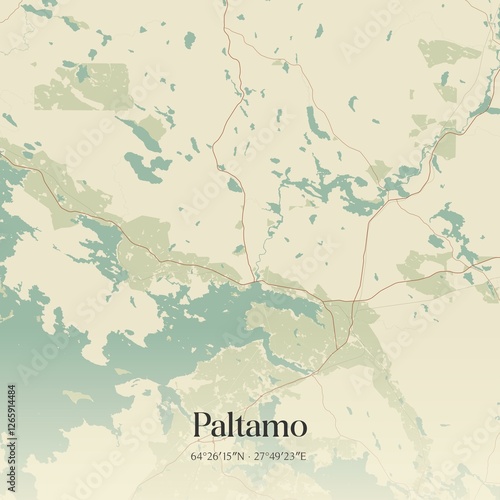 Vintage map of Paltamo, Finland.