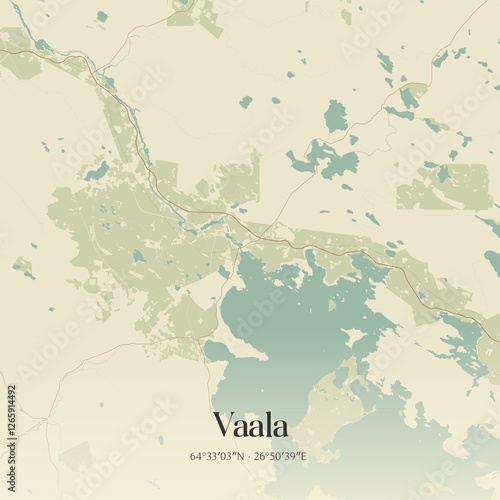 Vintage map of Vaala, Finland. photo