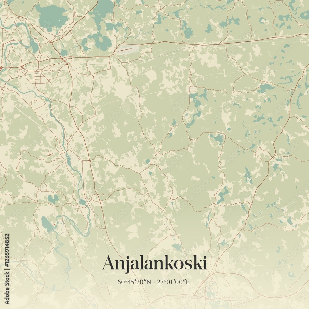 Obraz premium Vintage map of Anjalankoski, Finland.