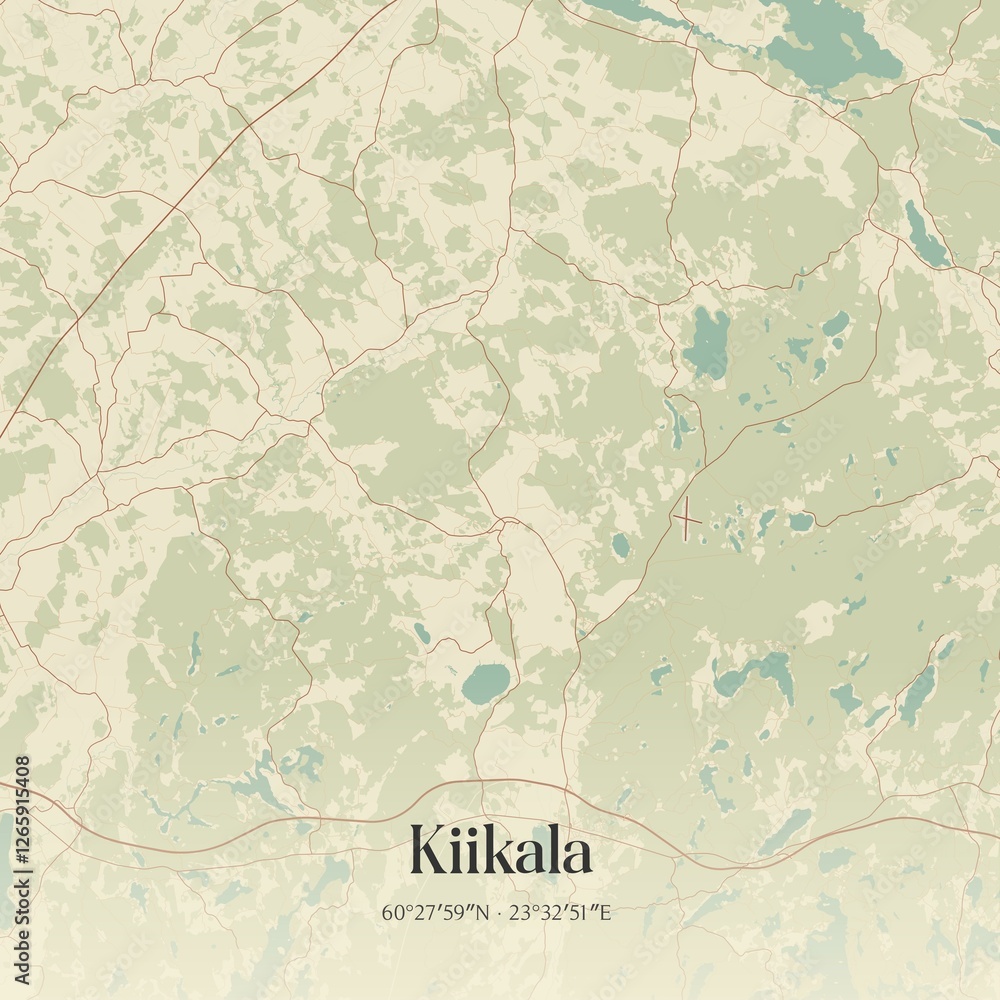 Fototapeta premium Vintage map of Kiikala, Finland.