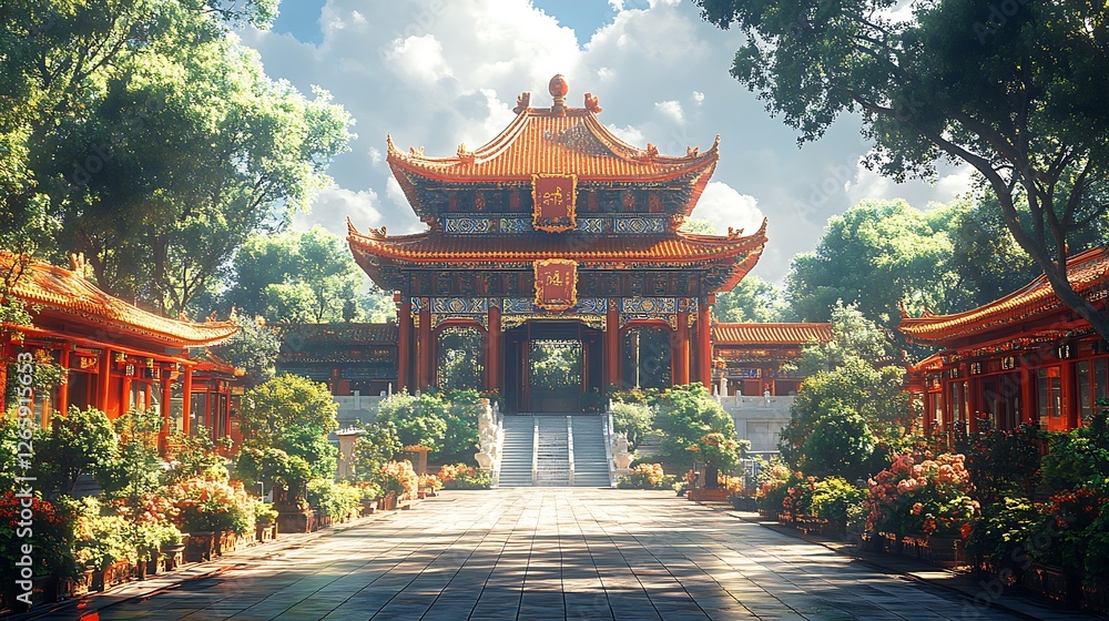 Fototapeta premium Chinese imperial palace courtyard high resolution hd picture