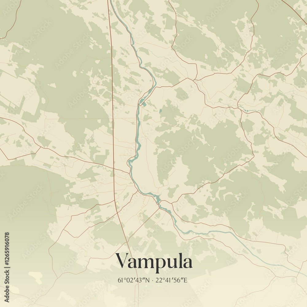 Fototapeta premium Archiwalna mapa Vampuli w Finlandii.