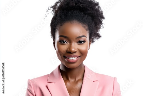 Exuding professionalism and leadership, Black women in pastel pink business suits are perfect for business marketing focused on modern style. photo