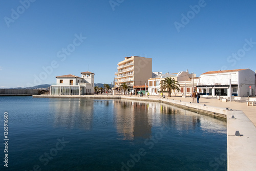 little bay in Portixol with no boats in Palma de Mallorca, Spain