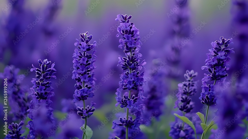 Obraz premium Close Up of Vibrant Purple Lavender Flowers in a Field