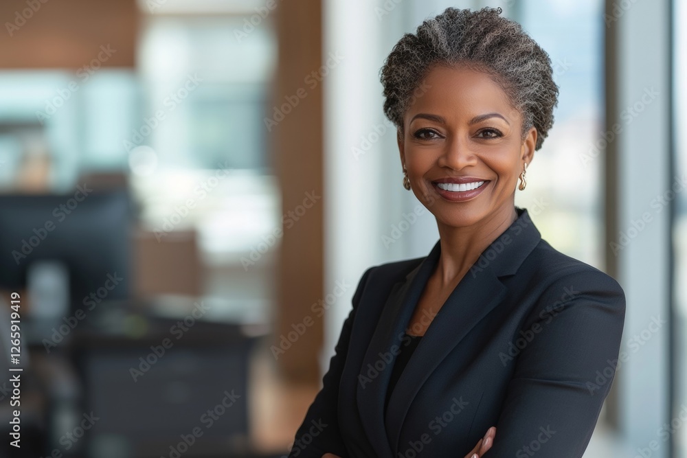Successful African American businesswoman in professional office attire Successful African American businesswoman in professional office attire