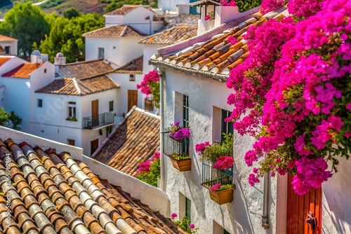 Macro View of Whitewashed Houses, Casarabonela, Andalusian Countryside, Spain