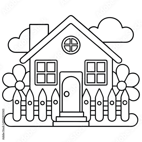 vector illustration of a house coloring page for kids