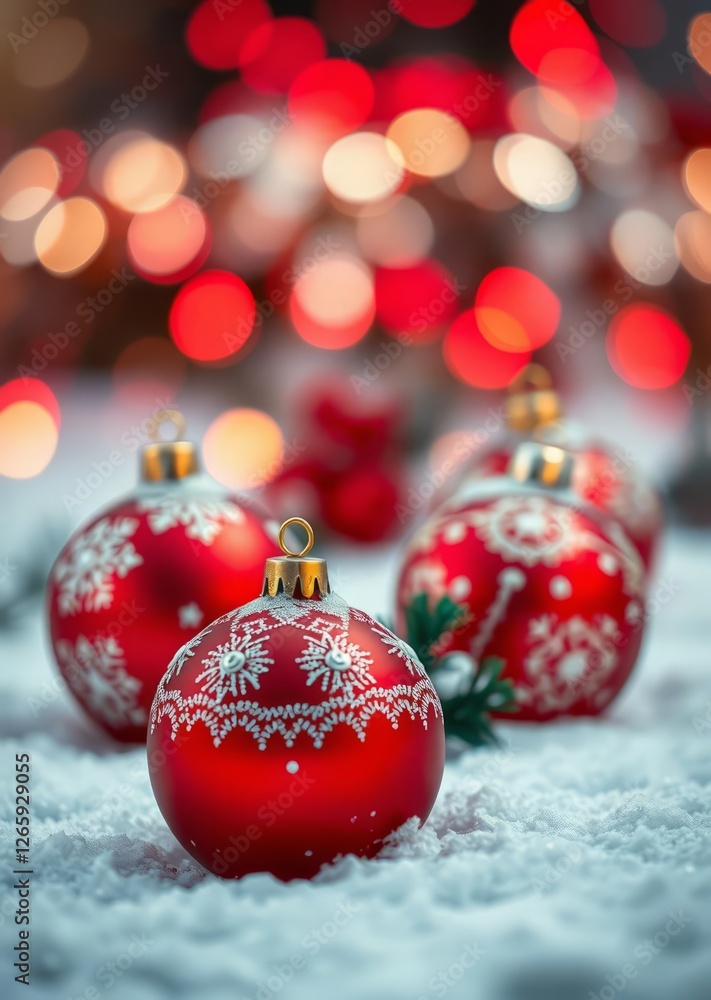 Christmas ornaments in snow with festive bokeh lights holidays christmas bokeh red bokeh abstract background glow design light texture effect sparkle Christmas ornaments in snow with festive bokeh lights holidays christmas bokeh red bokeh abstract background glow design light texture effect sparkle