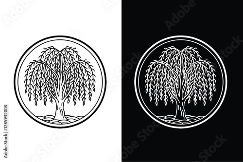 Willow tree icon vector on White Background ,Vector Art Illustration on white background.