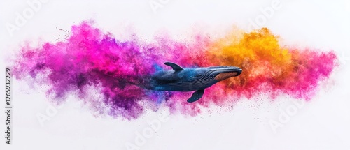 Whale in a Colorful Powder Explosion photo