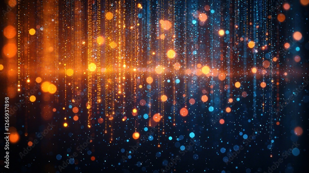 Orange and blue shiny lights flow down on abstract dark background for designs Orange and blue shiny lights flow down on abstract dark background for designs