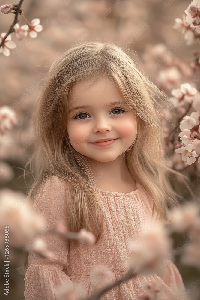 Happy child playing in outdoors in Spring Happy child playing in outdoors in Spring