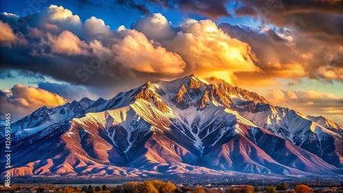 Majestic Mount Olympus, Salt Lake City: Snow-Capped Peak & Blue Sky Portrait