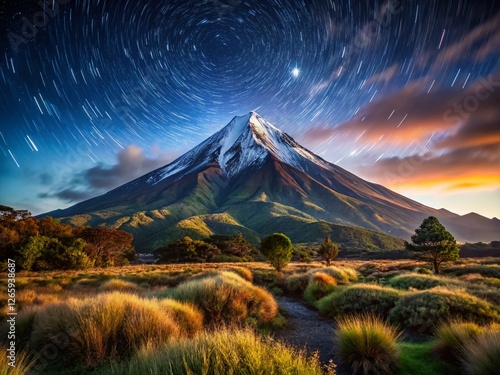 Majestic Mt Taranaki at Dusk, Egmont National Park, New Zealand photo