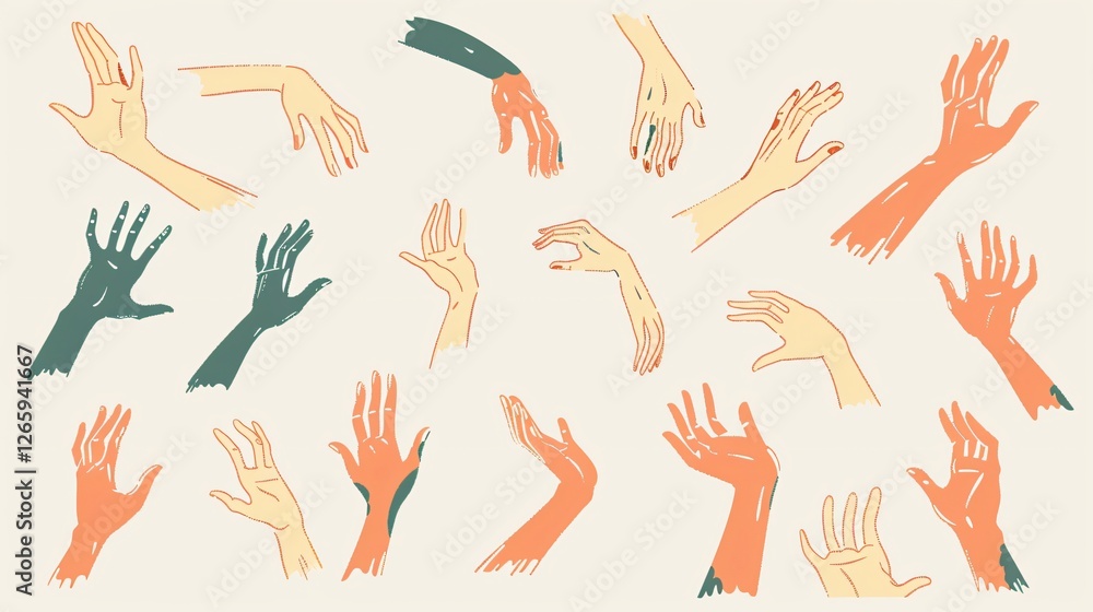 Retro Cartoon Hands Set for Design Projects Retro Cartoon Hands Set for Design Projects