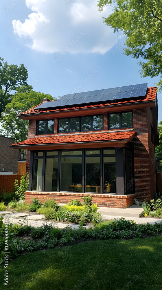 A solar panel system on the roof
A solar panel system on the roof