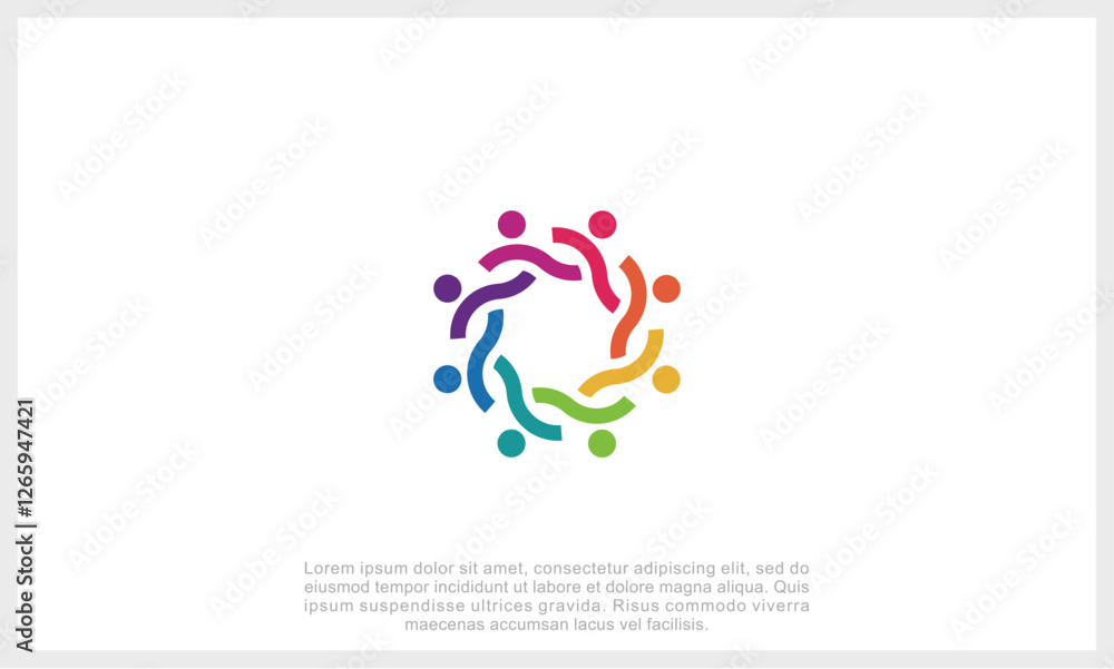 Fototapeta premium Community logo icon vector isolated. Abstract people colorful logo icon design minimal style illustration. 
