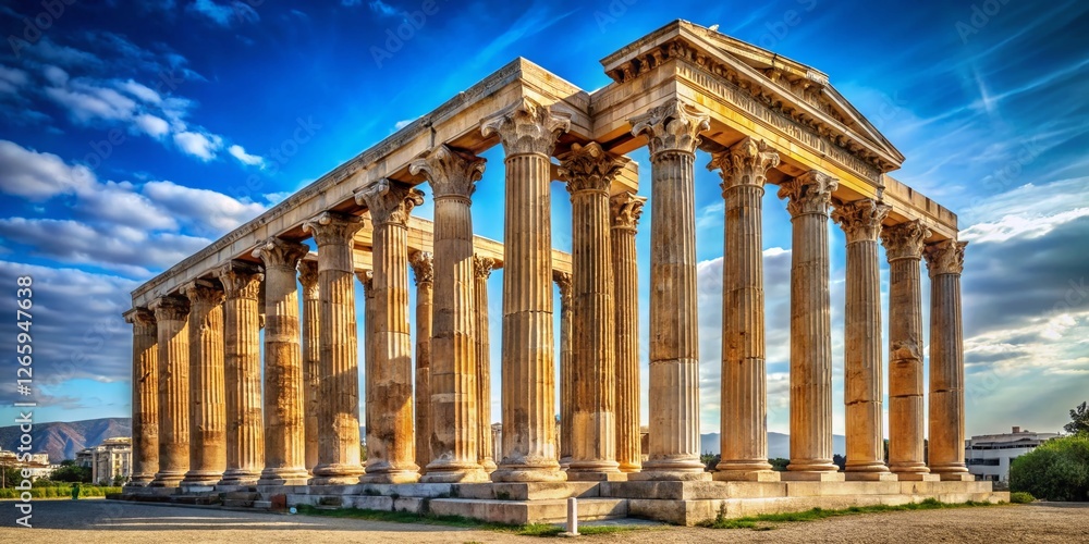 Fototapeta premium Majestic Temple of Olympian Zeus, Athens: Ancient Greek Architecture and Columns