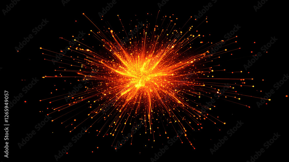 Obraz premium Golden Spark Explosion Background for Digital Art, Branding, Fireworks Effects, and Festive Designs - Used in Websites, Marketing, Advertising, Celebrations, Visual Effects