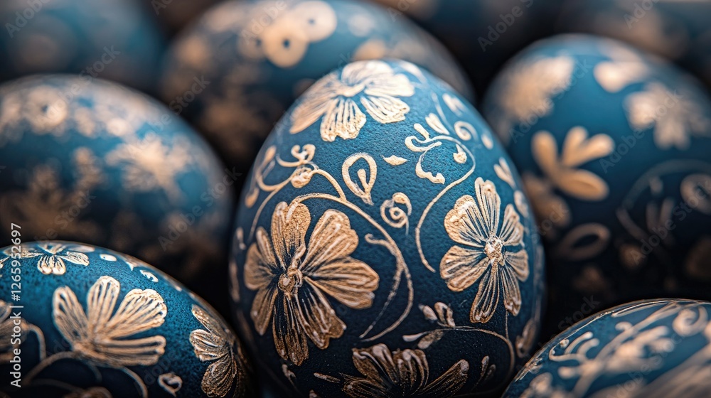 Close-up of Easter eggs with floral patterns Close-up of Easter eggs with floral patterns