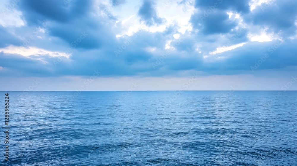 Obraz premium Serene Ocean Scene Under Blue Cloudy Sky