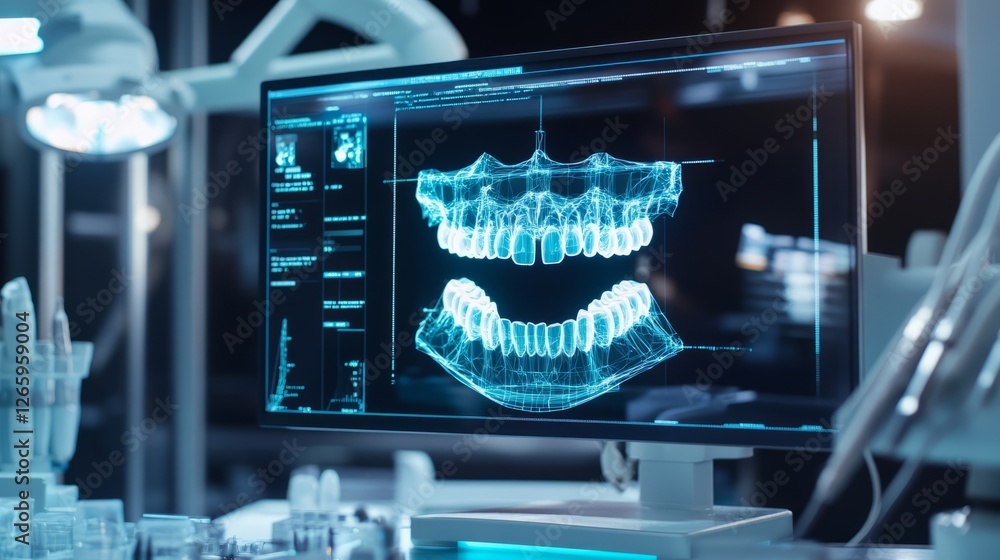 custom made wallpaper toronto digitalDental X-Ray On A Screen In A Dentist'S Office. High-Tech Equipment For Dental Diagnostics.