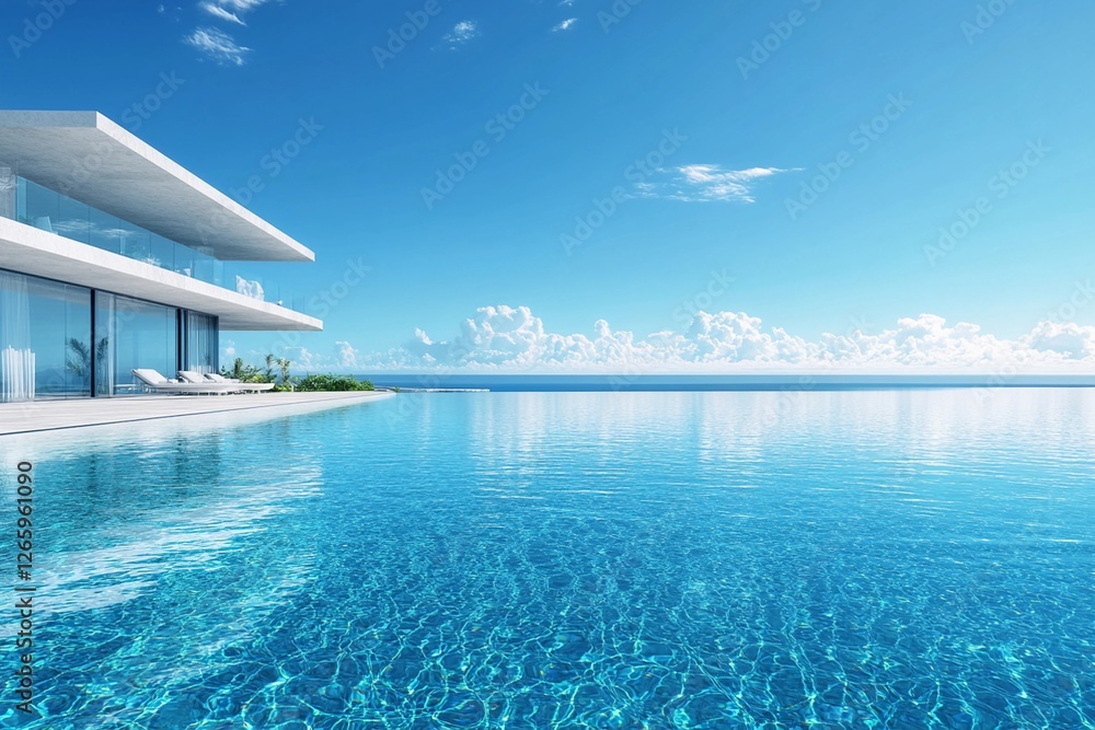 Fototapeta premium Sparkling clean pool with crystal-clear water reflection