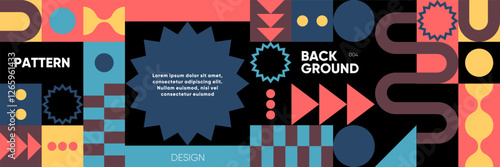 A dynamic vector background with bold geometric shapes and abstract patterns. Minimalist design with a modern and retro aesthetic, ideal for posters, flyers, banners, and festival promotions. 