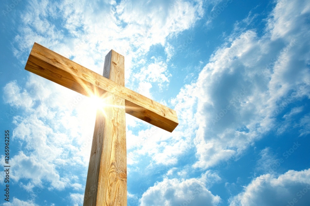 white cross shining in the sky with clouds, creating an ethereal and heavenly atmosphere. white cross shining in the sky with clouds, creating an ethereal and heavenly atmosphere.