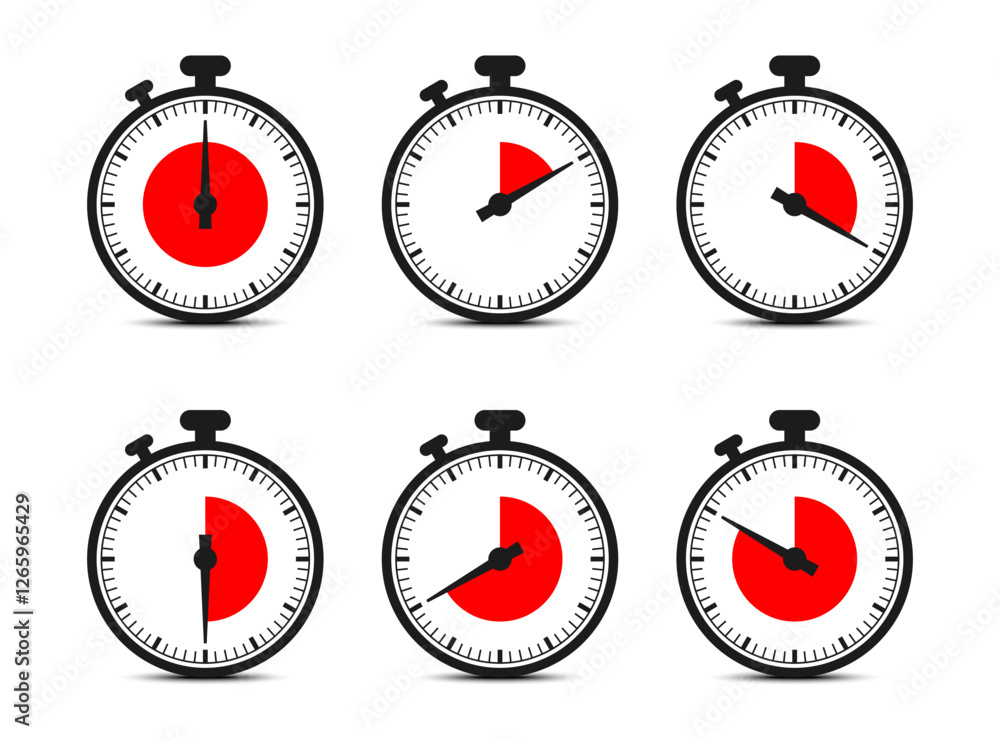 Naklejka premium Set of timer, Stopwatch icons isolated