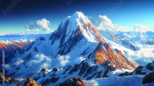 An Awe-Inspiring Overview from the Peak of Mount Tasman, Highlighting the Natural Wonders of New Zealand's South Island photo