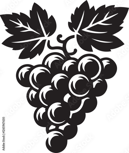 Minimalist vector illustration of grapes silhouette on white background for elegant designs.