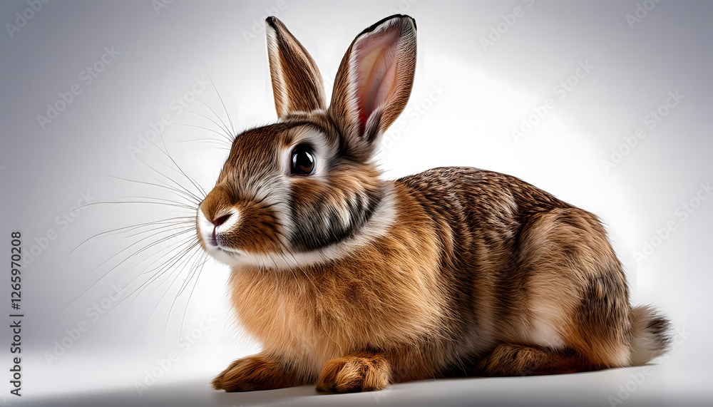 Obraz premium High-resolution Brown Rabbit isolated on White background, Easter Bunny for creative design projects and animal-themed illustrations featuring a detailed and adorable bunny character