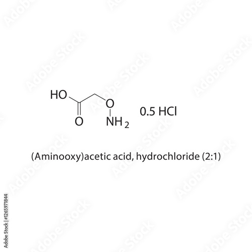 (Aminooxy)acetic acid, hydrochloride (2:1) skeletal structure.Amino acid derivative compound schematic illustration. Simple diagram, chemical formula.