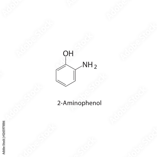 2-Aminophenol skeletal structure.Aminophenol derivative compound schematic illustration. Simple diagram, chemical formula.