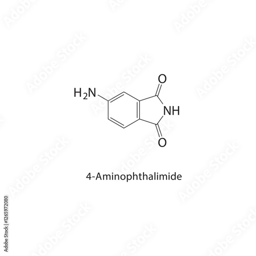 4-Aminophthalimide skeletal structure.Phthalimide derivative compound schematic illustration. Simple diagram, chemical formula.