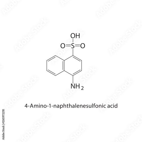 4-Amino-1-naphthalenesulfonic acid skeletal structure.Naphthalenesulfonic acid derivative compound schematic illustration. Simple diagram, chemical formula.