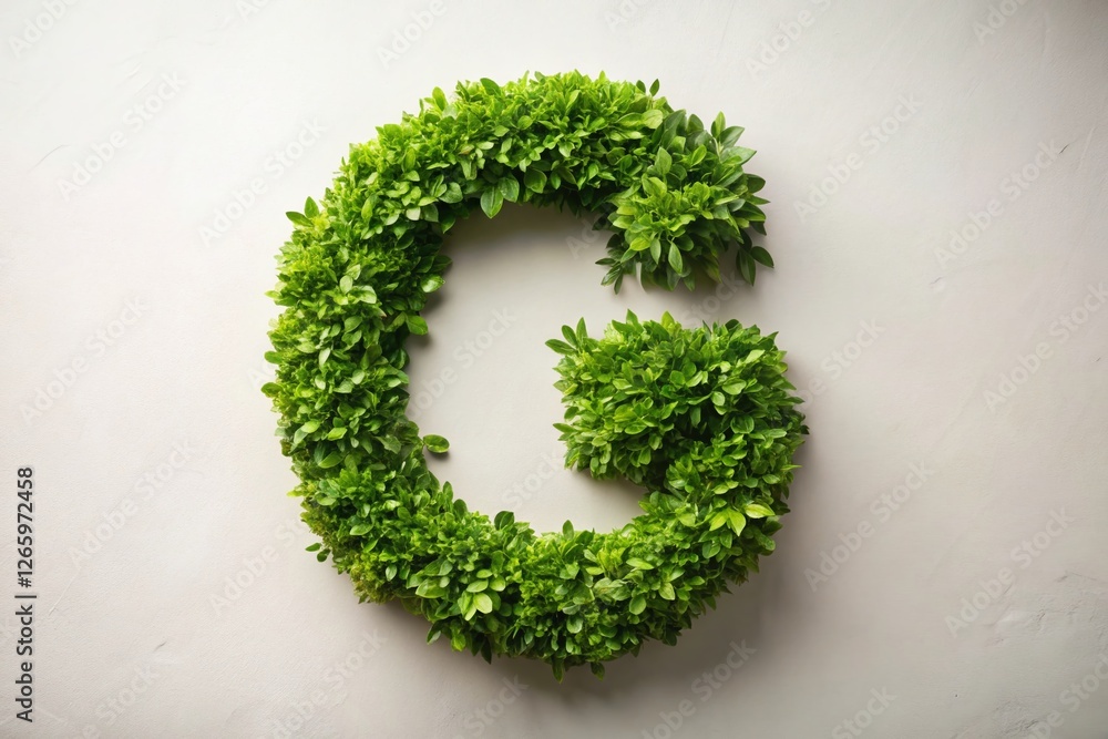 Minimalist Green G Letter: Nature's Symbol, Growth & Harmony Stock Photo Minimalist Green G Letter: Nature's Symbol, Growth & Harmony Stock Photo