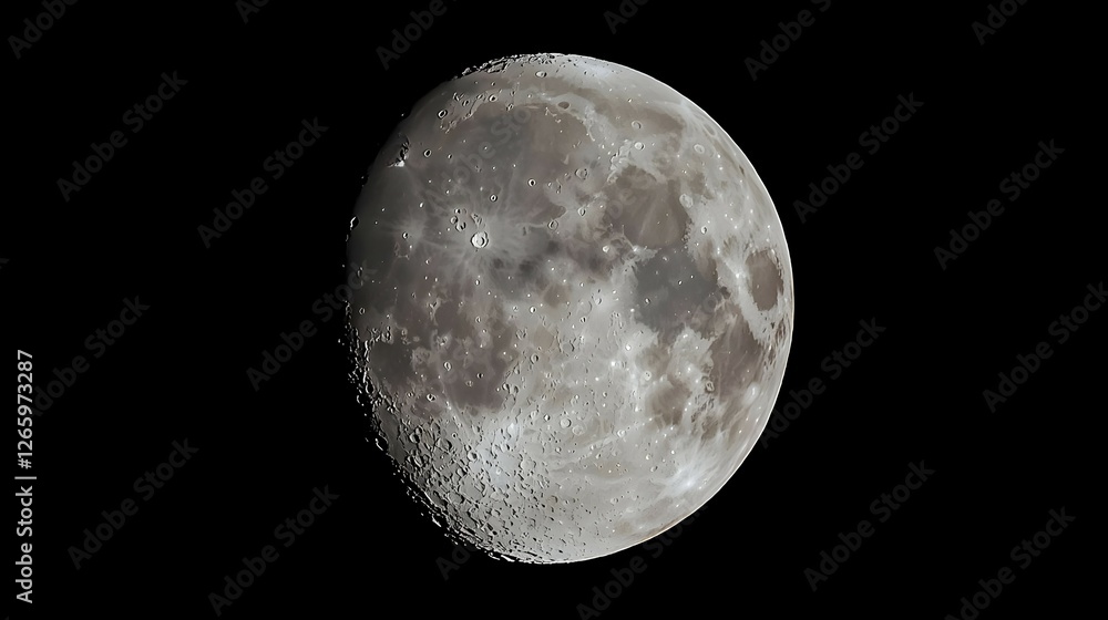 Obraz premium Detailed Gibbous Moon Against Dark Sky