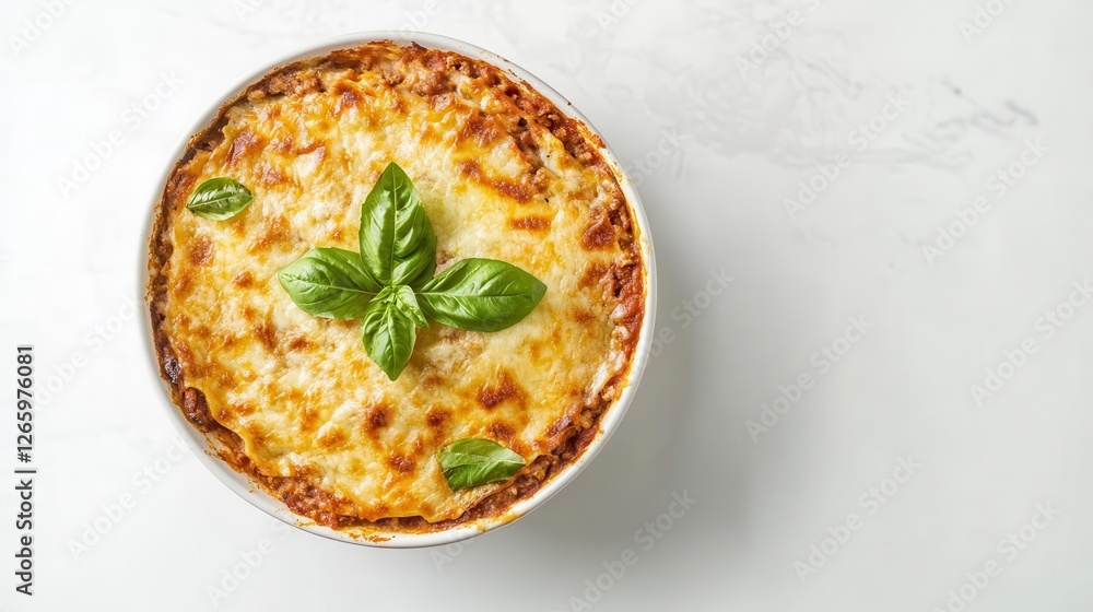 Delicious Homemade Beef Lasagna with Layers of Pasta and Rich Tomato Sauce on a Minimalist White Background Delicious Homemade Beef Lasagna with Layers of Pasta and Rich Tomato Sauce on a Minimalist White Background